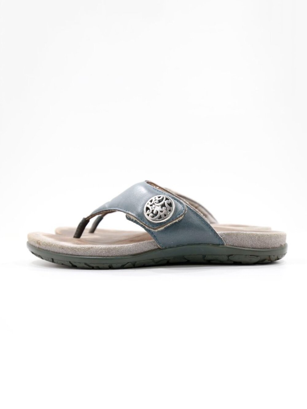 Alegria Molly Blue Leather Paint Splash Lightweight Flat Thong Sandals - 8/EU 38
